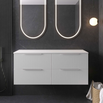 Hudson Reed Fluted Twin 1200mm 4-Drawer Wall Hung Vanity Unit with Countertop