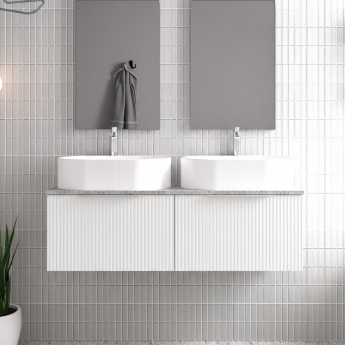 Hudson Reed Fluted Twin 1200mm 2-Drawer Wall Hung Vanity Unit with Countertop