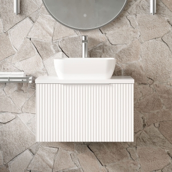 Hudson Reed Fluted 600mm 1-Drawer Wall Hung Vanity Unit with Countertop | Product Image