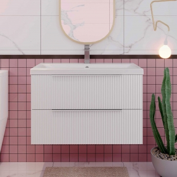 Hudson Reed Fluted 800mm 2-Drawer Wall Hung Vanity Unit