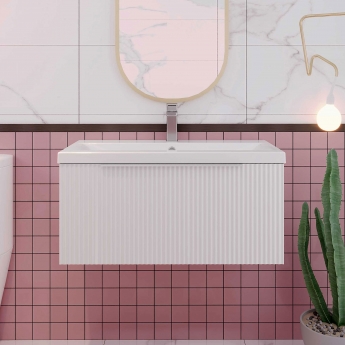 Hudson Reed Fluted 800mm 1-Drawer Wall Hung Vanity Unit