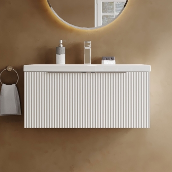 Hudson Reed Fluted 800mm 1-Drawer Wall Hung Vanity Unit | Product Image