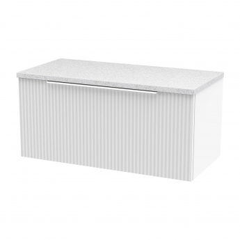 Hudson Reed Fluted Wall Hung 1-Drawer Vanity Unit with Sparkling White Worktop 800mm Wide - Satin White