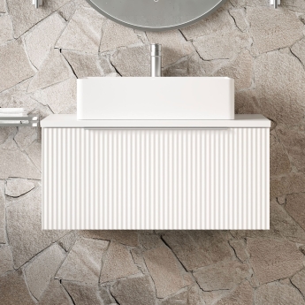 Hudson Reed Fluted 800mm 1-Drawer Wall Hung Vanity Unit with Countertop | Product Image