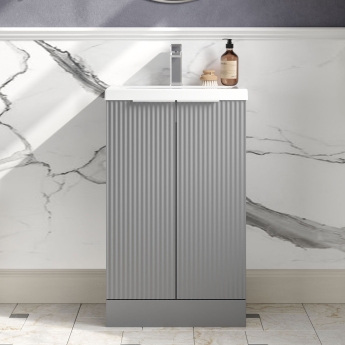 Hudson Reed Fluted 500mm 2-Door Floor Standing Vanity Unit | Product Image