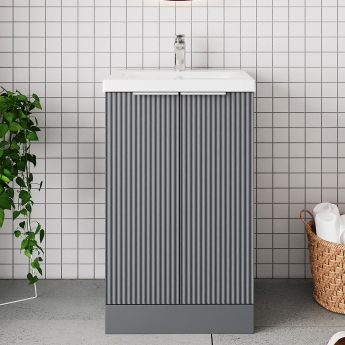 Hudson Reed Fluted 500mm 2-Door Floor Standing Vanity Unit