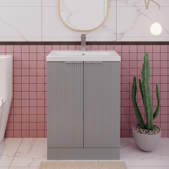 Hudson Reed Fluted 600mm 2-Door Floor Standing Vanity Unit