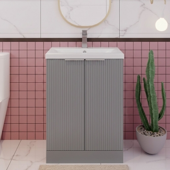 Hudson Reed Fluted 600mm 2-Door Floor Standing Vanity Unit