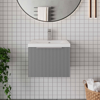 Hudson Reed Fluted 500mm 1-Drawer Wall Hung Vanity Unit