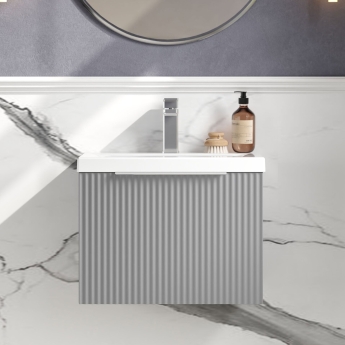 Hudson Reed Fluted 500mm 1-Drawer Wall Hung Vanity Unit | Product Image
