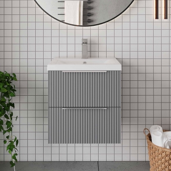 Hudson Reed Fluted 500mm 2-Drawer Wall Hung Vanity Unit