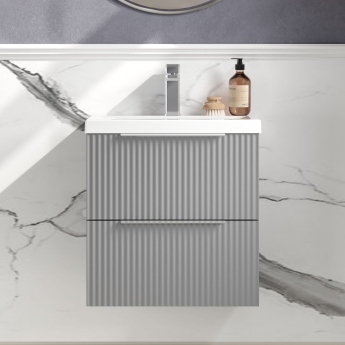Hudson Reed Fluted 500mm 2-Drawer Wall Hung Vanity Unit | Product Image