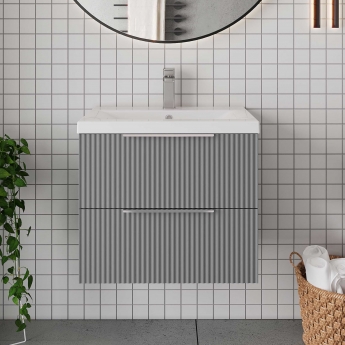 Hudson Reed Fluted 600mm 2-Drawer Wall Hung Vanity Unit