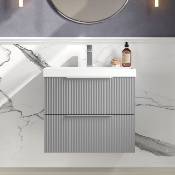 Hudson Reed Fluted 600mm 2-Drawer Wall Hung Vanity Unit | Product Image