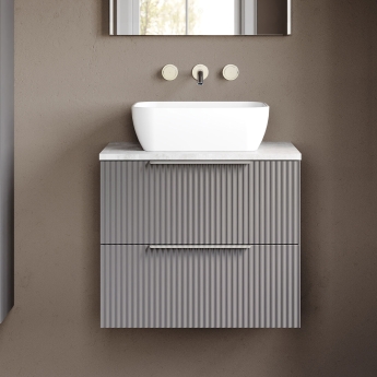 Hudson Reed Fluted 600mm 2-Drawer Wall Hung Vanity Unit with Countertop | Product Image