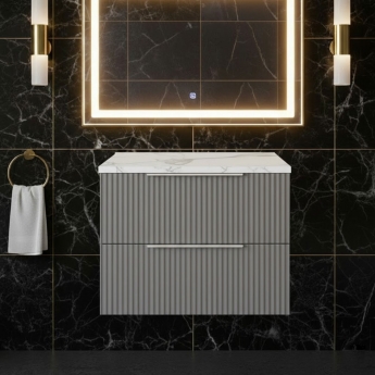 Hudson Reed Fluted 600mm 2-Drawer Wall Hung Vanity Unit with Countertop