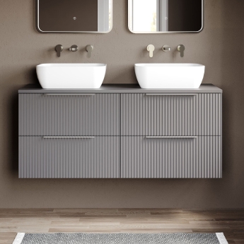 Hudson Reed Fluted Twin 1200mm 4-Drawer Wall Hung Vanity Unit with Countertop | Product Image