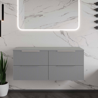 Hudson Reed Fluted Twin 1200mm 4-Drawer Wall Hung Vanity Unit with Countertop