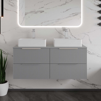 Hudson Reed Fluted Twin 1200mm 4-Drawer Wall Hung Vanity Unit with Countertop