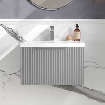 Hudson Reed Fluted 600mm 1-Drawer Wall Hung Vanity Unit | Product Image