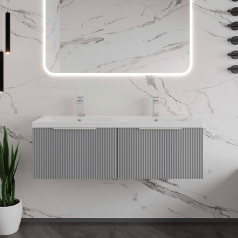 Hudson Reed Fluted Twin 1200mm 2-Drawer Wall Hung Vanity Unit