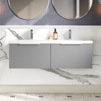 Hudson Reed Fluted Twin 1200mm 2-Drawer Wall Hung Vanity Unit | Product Image