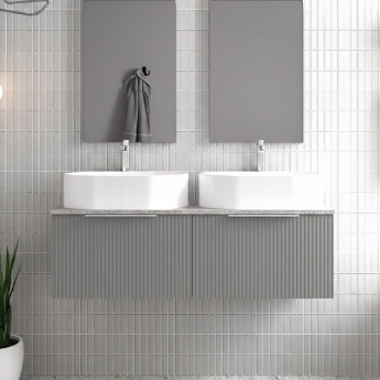 Hudson Reed Fluted Twin 1200mm 2-Drawer Wall Hung Vanity Unit with Countertop