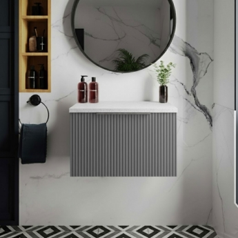 Hudson Reed Fluted 600mm 1-Drawer Wall Hung Vanity Unit with Countertop