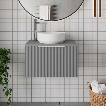 Hudson Reed Fluted 600mm 1-Drawer Wall Hung Vanity Unit with Countertop