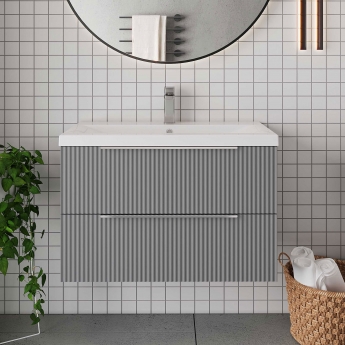 Hudson Reed Fluted 800mm 2-Drawer Wall Hung Vanity Unit