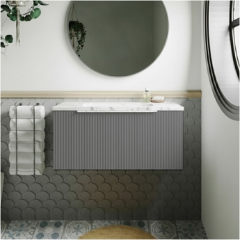 Hudson Reed Fluted 800mm 1-Drawer Wall Hung Vanity Unit with Countertop