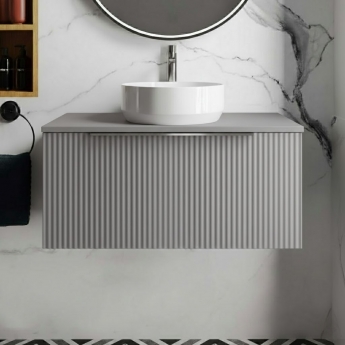 Hudson Reed Fluted 800mm 1-Drawer Wall Hung Vanity Unit with Countertop