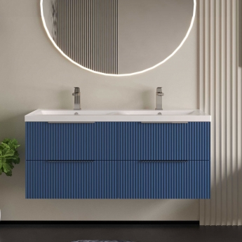 Hudson Reed Fluted Twin 1200mm 4-Drawer Wall Hung Vanity Unit