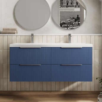 Hudson Reed Fluted Twin 1200mm 4-Drawer Wall Hung Vanity Unit | Product Image