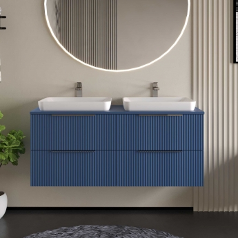 Hudson Reed Fluted Twin 1200mm 4-Drawer Wall Hung Vanity Unit with Countertop