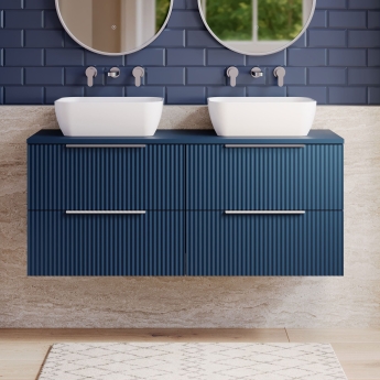 Hudson Reed Fluted Twin 1200mm 4-Drawer Wall Hung Vanity Unit with Countertop | Product Image