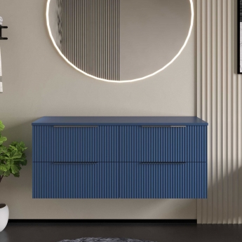 Hudson Reed Fluted Twin 1200mm 4-Drawer Wall Hung Vanity Unit with Countertop