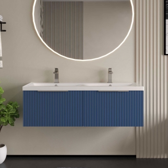 Hudson Reed Fluted Twin 1200mm 2-Drawer Wall Hung Vanity Unit