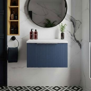 Hudson Reed Fluted 600mm 1-Drawer Wall Hung Vanity Unit with Countertop