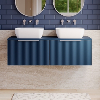 Hudson Reed Fluted Twin 1200mm 2-Drawer Wall Hung Vanity Unit with Countertop | Product Image