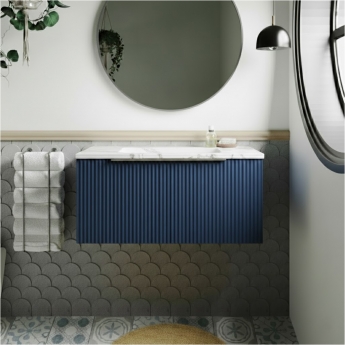 Hudson Reed Fluted 800mm 1-Drawer Wall Hung Vanity Unit with Countertop
