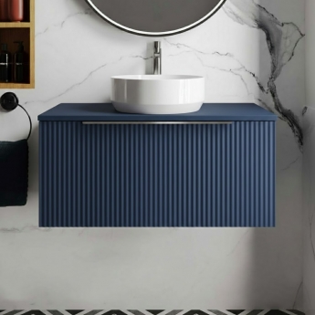 Hudson Reed Fluted 800mm 1-Drawer Wall Hung Vanity Unit with Countertop