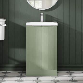 Hudson Reed Fluted 500mm 2-Door Floor Standing Vanity Unit | Product Image