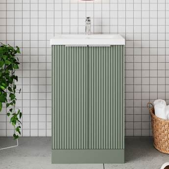 Hudson Reed Fluted 500mm 2-Door Floor Standing Vanity Unit