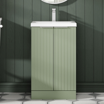 Hudson Reed Fluted 500mm 2-Door Floor Standing Vanity Unit | Product Image