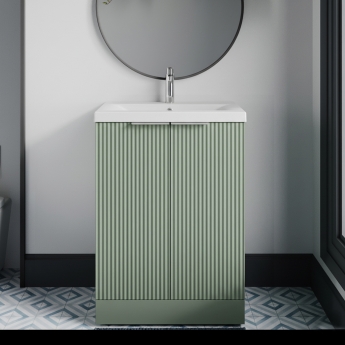 Hudson Reed Fluted 600mm 2-Door Floor Standing Vanity Unit
