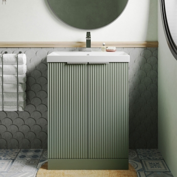 Hudson Reed Fluted 600mm 2-Door Floor Standing Vanity Unit