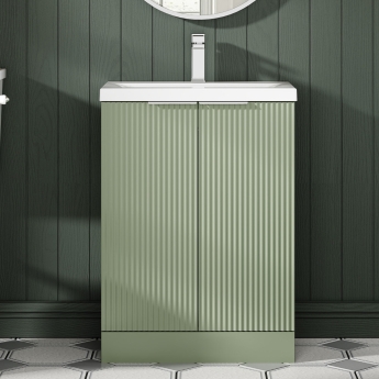 Hudson Reed Fluted 600mm 2-Door Floor Standing Vanity Unit | Product Image
