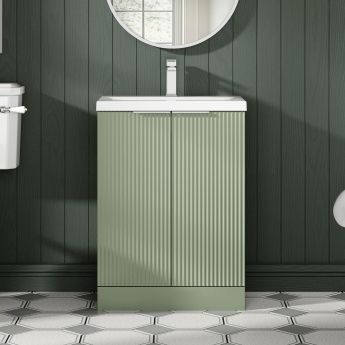 Hudson Reed Fluted 600mm 2-Door Floor Standing Vanity Unit | Product Image
