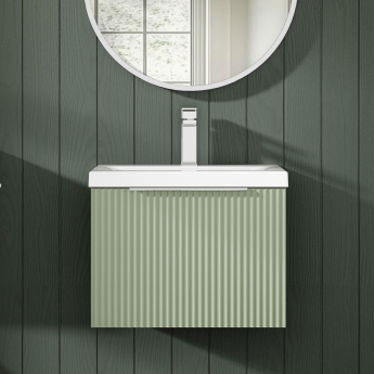 Hudson Reed Fluted 500mm 1-Drawer Wall Hung Vanity Unit | Product Image
